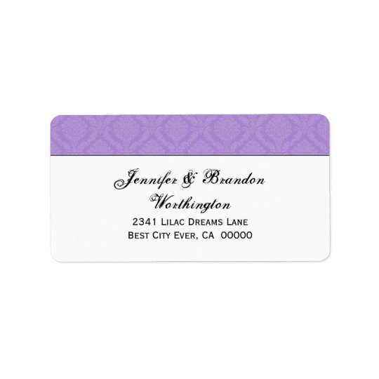 Lavender Purple Diamond Damask Wedding Collection Address Label