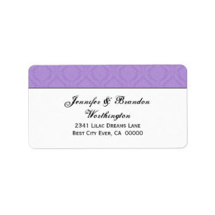 Lavender Purple Diamond Damask Wedding Collection Label