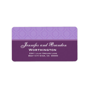 Lavender Purple Diamond Damask Wedding Collection Label