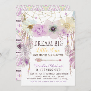 Lavender & Purple Dream Catcher Boho Birthday Invitation