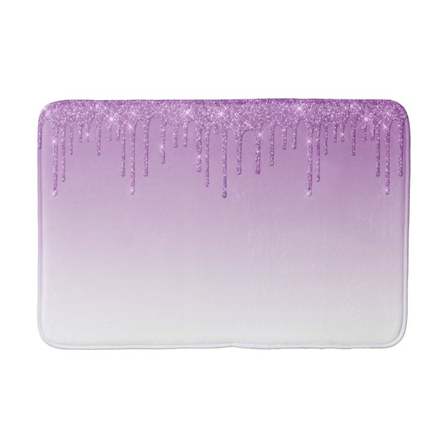 Lavender Purple Dripping Glitter Bath Mat (Front)
