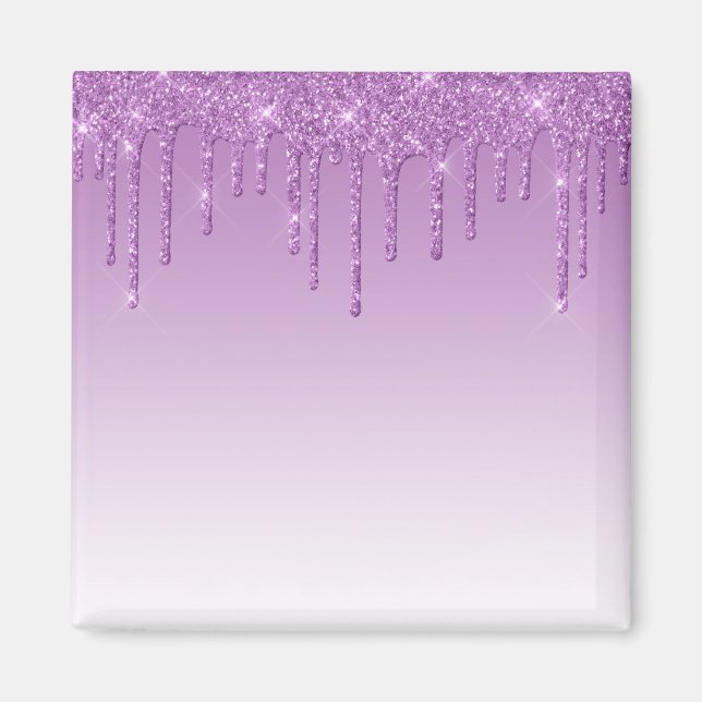 Lavender Purple Dripping Glitter Magnet (Front)