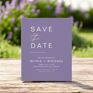 Lavender Purple Elegant Save the Date Minimalist