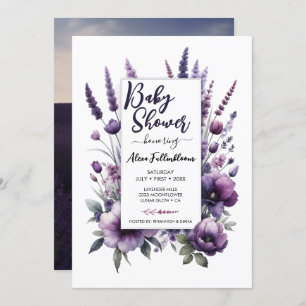 Lavender Purple Floral Baby Shower Invitation