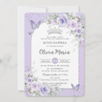 Lavender Purple Floral Butterflies Quinceañera
