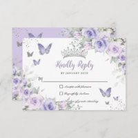 Lavender Purple Floral Butterflies Quinceañera