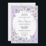 Lavender Purple Floral Butterflies Quinceañera Save The Date<br><div class="desc">Personalise this soft lavender purple floral Quinceañera / Sweet 16 birthday save the date easily and quickly. Simply click the customise it further button to edit the texts, change fonts and fonts colours. Featuring pretty pastel lavender purple flowers, delicate greenery and purple and silver butterflies. Matching items available in store....</div>