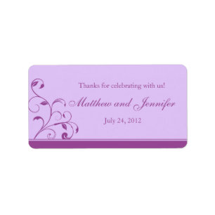 Lavender Purple Floral Curls Wedding Favour Labels