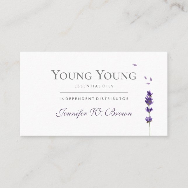 Lavender Purple floral elegant essential oils Business Card (Front)