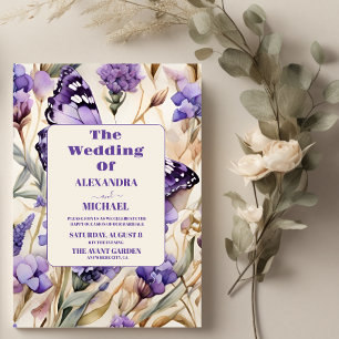 Lavender Purple Floral Elegant Wedding Invitation