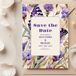 Lavender Purple Floral Elegant Wedding Save The Date