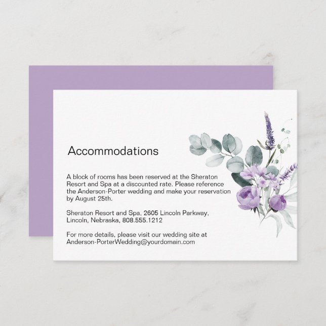 Lavender Purple Floral Enclosure Card (Front/Back)