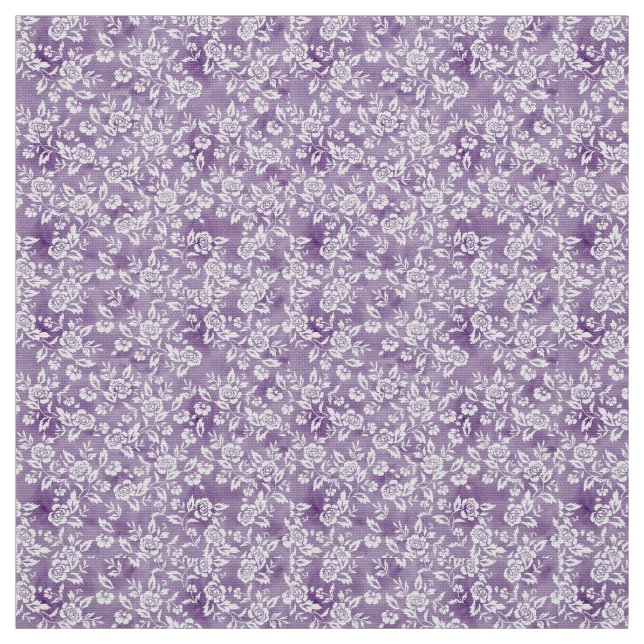 Lavender Purple Floral Gingham  Fabric (Swatch)