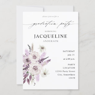 Lavender Purple Floral Graduation Party Invitation