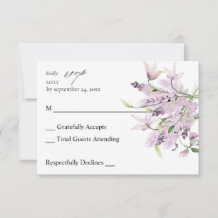 Lavender Purple Floral no Meal RSVP 2 Card