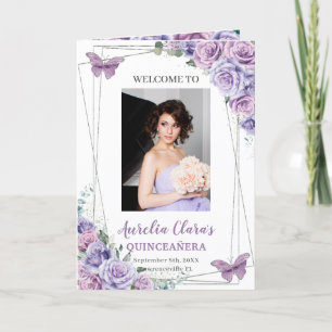 Lavender Purple Floral Quinceanera Events Padrinos Program