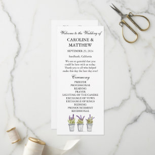 Lavender Purple Floral Watercolor Rustic Wedding Program