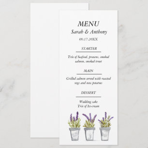Lavender Purple Floral Watercolor Wedding Food Menu
