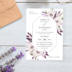 Lavender Purple Floral Wedding Invitation