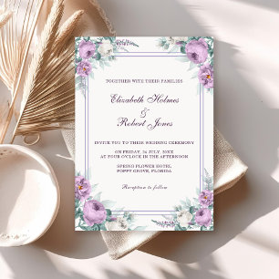 Lavender Purple Floral Wedding Invitation