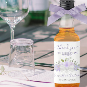 Lavender Purple Floral Wedding Thank You Mini Liquor Bottle Label