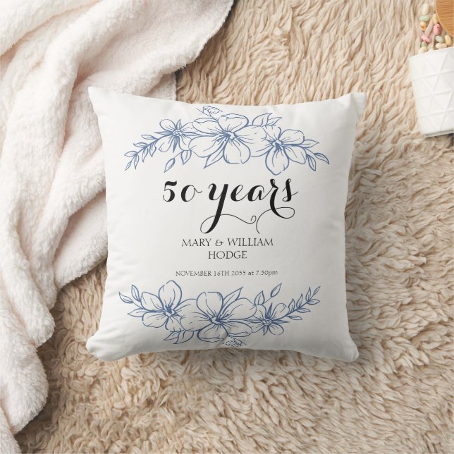 Lavender purple florals 50th wedding anniversary cushion (Blanket)