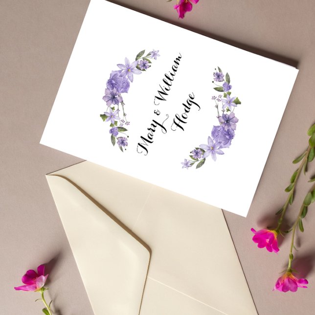 Lavender purple florals 50th wedding anniversary invitation (Creator Uploaded)