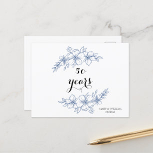 Lavender purple florals 50th wedding anniversary postcard