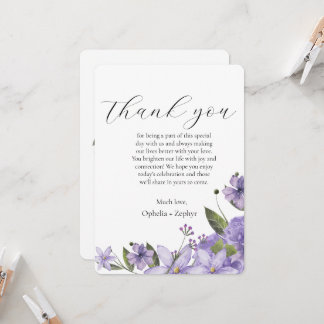 Lavender purple florals 50th wedding Thank You Invitation