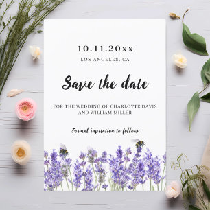 Lavender purple florals wedding save the date