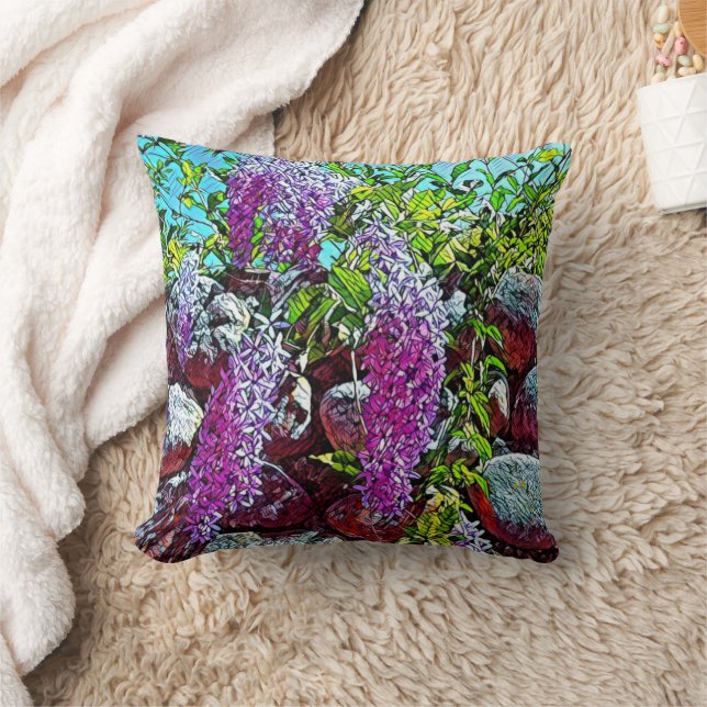 Lavender Purple Flower Design Cushion (Blanket)