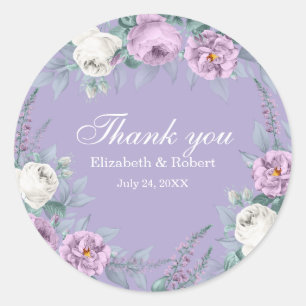 Lavender Purple Flower Wedding Thank You Sticker