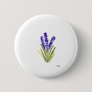 Lavender purple flowers herbs garden watercolor 6 cm round badge