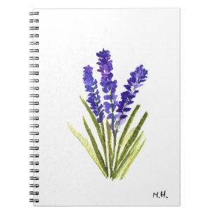 Lavender purple flowers herbs garden watercolor notebook