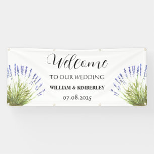 Lavender Purple Flowers Rustic Elegant Wedding Banner