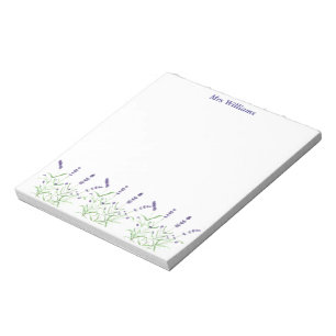 Lavender Purple flowers watercolor Herbs Notepad