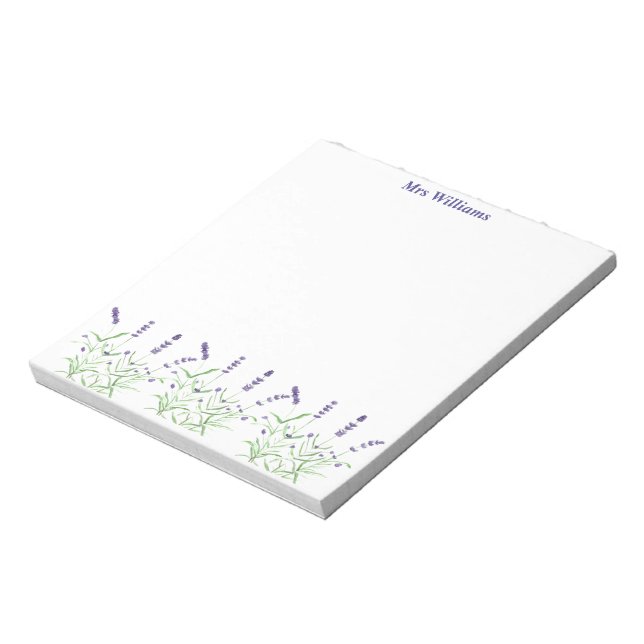 Lavender Purple flowers watercolor Herbs Notepad (Rotated)