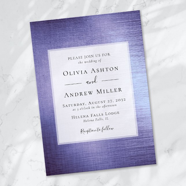 Lavender Purple Foil Brushed Metal Wedding Invitation (Creator Uploaded)