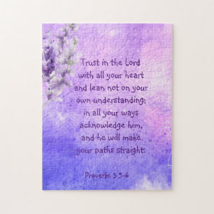 Lavender Purple Garden Flower   Bible Scripture  Jigsaw Puzzle