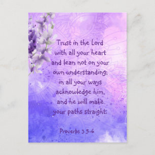 Lavender Purple Garden Flower Bible Scripture  Postcard