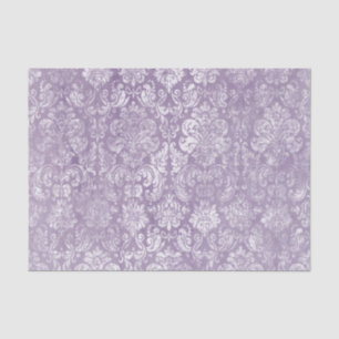 Lavender Purple Gently Distressed Damask Pattern Tissue Paper