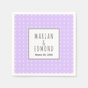 Lavender purple geometric typography wedding napkin