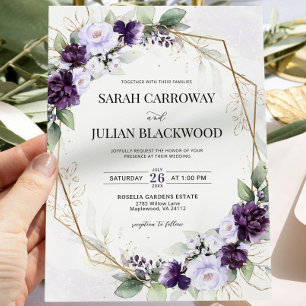 Lavender Purple Geometric Wedding Invitation