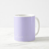 Lavender Purple Girly Script Monogram Name Modern Coffee Mug (Front Right)