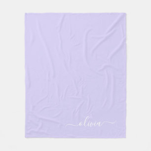 Lavender Purple Girly Script Monogram Name Modern Fleece Blanket