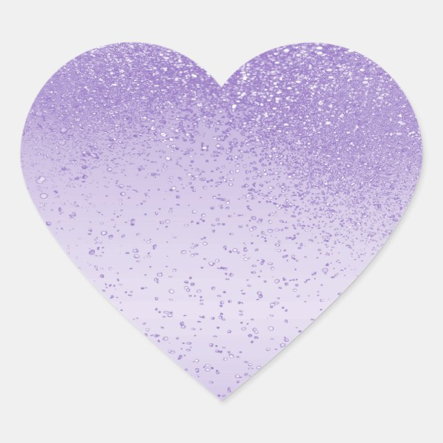 Lavender Purple Glitter  Heart Sticker (Front)