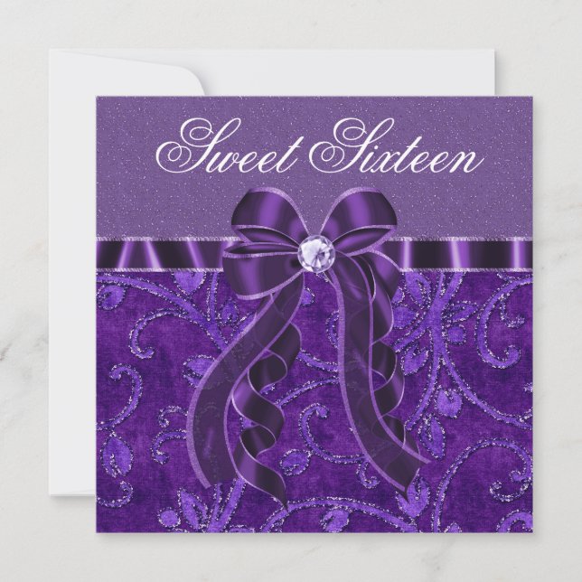 Lavender Purple Glitter Sweet Sixteen Birthday Invitation (Front)