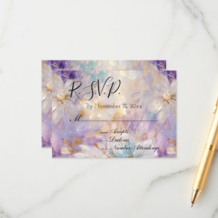 Lavender Purple Gold Glam Floral Wedding RSVP Enclosure Card