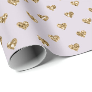 Lavender Purple Gold Glitter Hearts Wrapping Paper