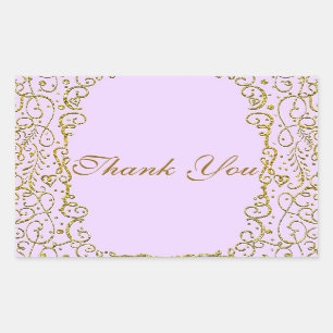 Lavender Purple Gold Royal Castle PRINCESS PARTY Rectangular Sticker